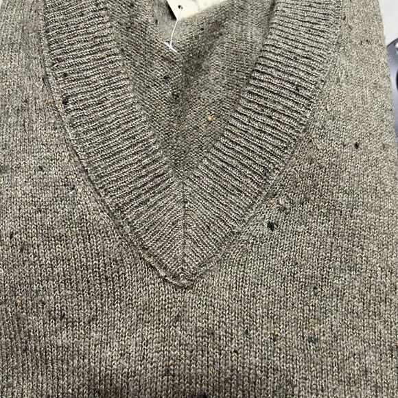 Madewell Sweater Donegal Forest Bartlett V Neck Pullover Green Black Speckled XS - Picture 11 of 14